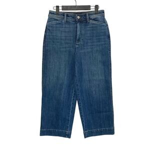 Talbots Denim Wide Leg Cropped Jean Women's Sz 4 High Waist Cotton Blend Stretch